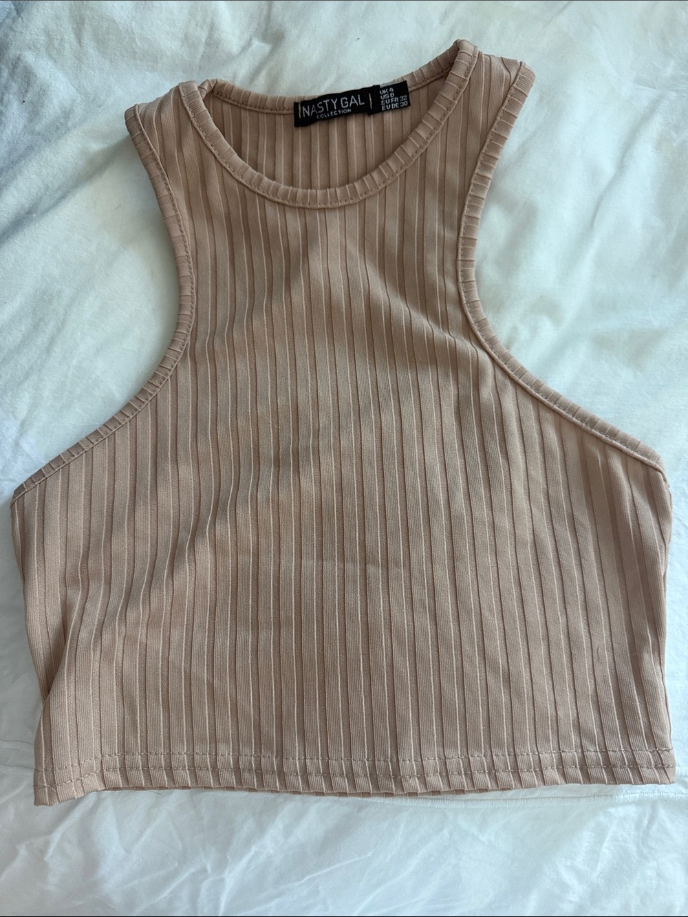 Nasty Gal Ribbed Tank Crop Top - Beige